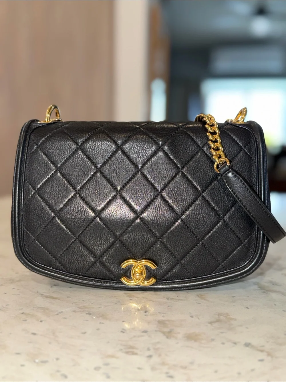 CHANEL Underline Flap Small Black Quilted Calfskin